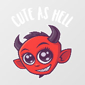 Autocollant Pour Fenêtre Cute as Hell Devil (Feuille)