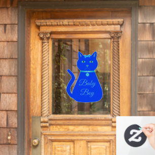 Autocollant Pour Fenêtre Cute Blue Baby Boy Chat Personnalisé Genre Reveill