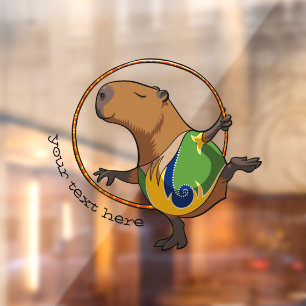 Autocollant Pour Fenêtre Cute Capybara Rhythmic Gymnastics Hoop Cartoon