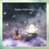 Autocollant Pour Fenêtre Cute chat et Fantôme Halloween (Feuille 3)