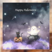 Autocollant Pour Fenêtre Cute chat et Fantôme Halloween (Feuille 2)