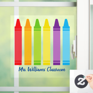 Autocollant Pour Fenêtre Cute Crayon Élémentaire Enseignant Classe sur mesu
