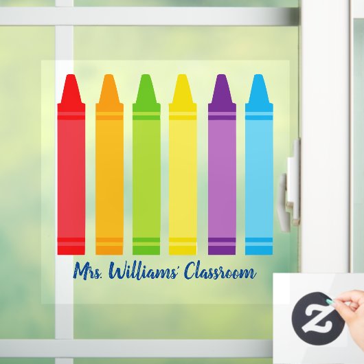 Autocollant Pour Fenêtre Cute Crayon Élémentaire Enseignant Classe sur mesu (Maison)