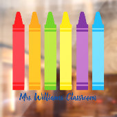 Autocollant Pour Fenêtre Cute Crayon Élémentaire Enseignant Classe sur mesu (Feuille 2)