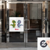 Autocollant Pour Fenêtre Cute Dinosaur Paire Thunder_Cove (Porte de bureau)