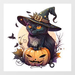 Autocollant Pour Fenêtre Cute Halloween Chat et Jack-o-lanterne