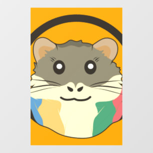 Autocollant Pour Fenêtre Cute hamster face avec fourrure colorée : Amoureux