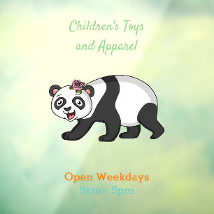 Autocollant Pour Fenêtre Cute happy panda bear with flower cartoon