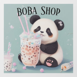 Autocollant Pour Fenêtre Cute Panda boire du thé à bulle, du boba tea