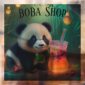 Autocollant Pour Fenêtre Cute Panda boire du thé à bulle, du boba tea (Feuille 2)