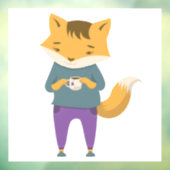 Autocollant Pour Fenêtre Cute renard avec tasse de thé (Feuille 3)