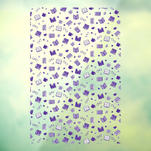 Autocollant Pour Fenêtre Cute violet livre et Motif de lecture
