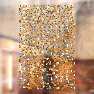 Autocollant Pour Fenêtre Cute Wild Fox et Motif Leaf