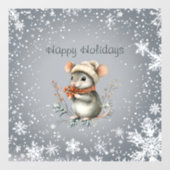 Autocollant Pour Fenêtre Cute Winter Mouse with Berries (Feuille)