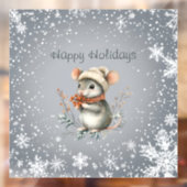 Autocollant Pour Fenêtre Cute Winter Mouse with Berries (Feuille 2)