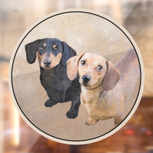Autocollant Pour Fenêtre Dachshund (Smooth) Peinture - Art Chien original