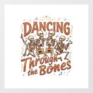 Autocollant Pour Fenêtre Danse à travers les squelettes d'Halloween musique