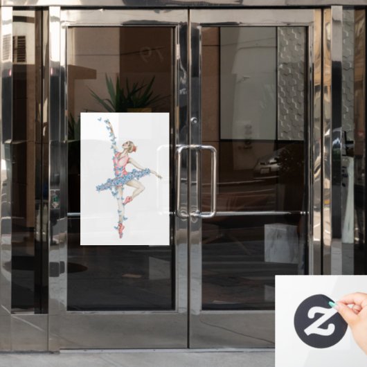 Autocollant Pour Fenêtre Danse d'aquarelle ballerine en robe rouge (Porte de bureau)