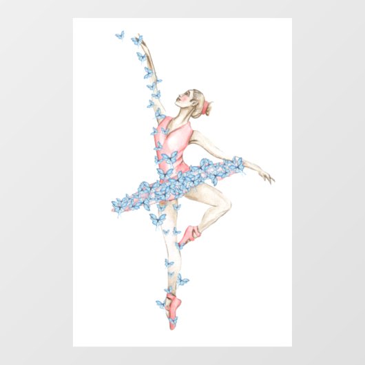 Autocollant Pour Fenêtre Danse d'aquarelle ballerine en robe rouge (Feuille)