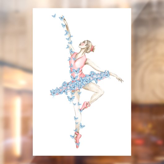 Autocollant Pour Fenêtre Danse d'aquarelle ballerine en robe rouge (Feuille 2)