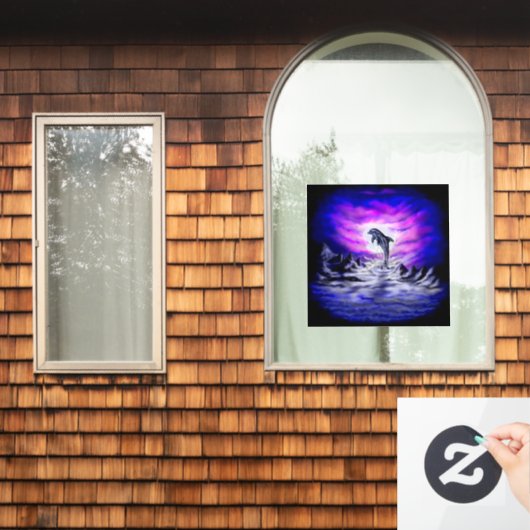 Autocollant Pour Fenêtre Dauphin clair de lune (Fenêtre d'accueil)