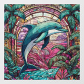 Autocollant Pour Fenêtre Dauphin tropical Vitrail art (Feuille)