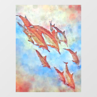 Autocollant Pour Fenêtre Dauphins Plongée colorée Aquarelle Design