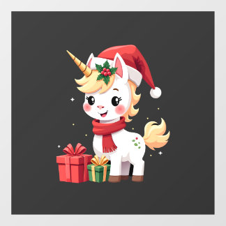 Autocollant Pour Fenêtre Décoration de Noël Licorne Santa Licorne Noël T-
