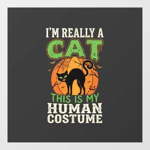 Autocollant Pour Fenêtre Déguisement Humain Chat Halloween Création Drôle