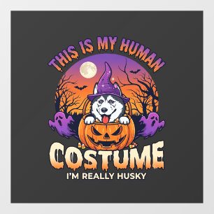 Autocollant Pour Fenêtre Déguisement Humain Husky Citrouille Halloween Fant