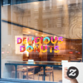 Autocollant Pour Fenêtre Délicats Dinuts Dessin Cartoon Parsemés (Fenêtre de café)