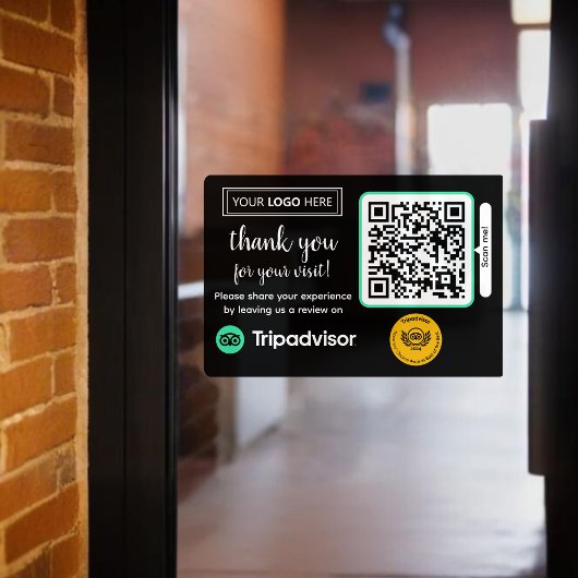 Autocollant Pour Fenêtre Demande d'avis TripAdvisor avec logo et code QR