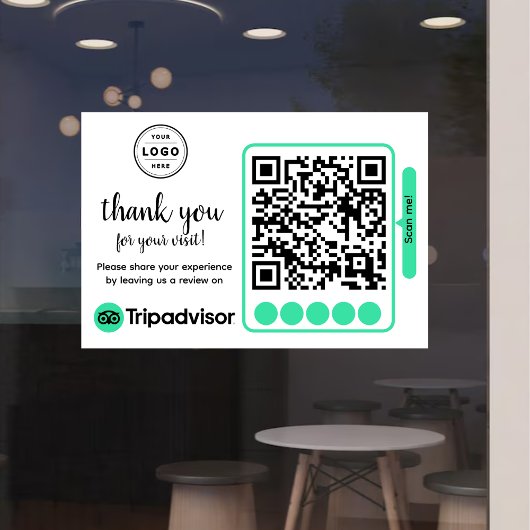 Autocollant Pour Fenêtre Demande d'avis TripAdvisor avec logo et code QR