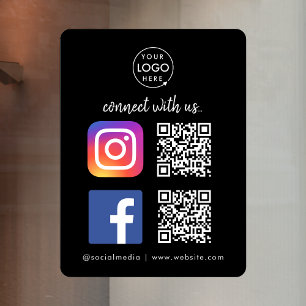 Autocollant pour fenêtre des médias sociaux   QR I