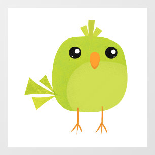 Autocollant Pour Fenêtre Dessin animé d'oiseau vert mignon