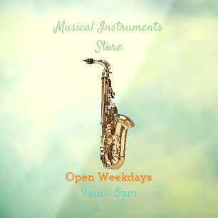 Autocollant Pour Fenêtre dessin animé saxophone