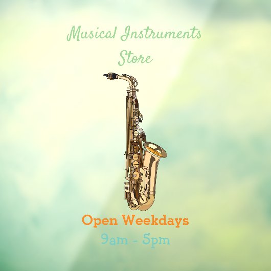 Autocollant Pour Fenêtre dessin animé saxophone (Feuille 3)