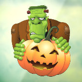 Autocollant Pour Fenêtre Dessin de Frankenstein Monster avec Citrouille (Feuille 3)