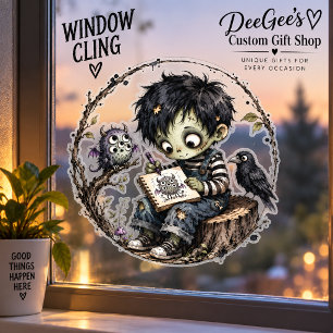 Autocollant Pour Fenêtre Dessin de garçon zombie mignon Monstre Halloween