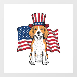 Autocollant Pour Fenêtre Dessin de gravure vintage de drapeau de chien Beag