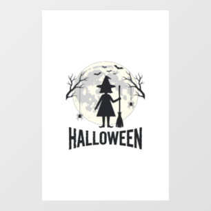 Autocollant Pour Fenêtre Dessin de gravure vintage de sorcière de Halloween