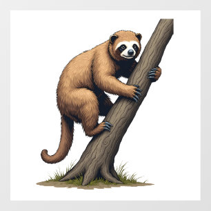 Autocollant Pour Fenêtre Dessin de paresseux vintage graphique faunique (2)