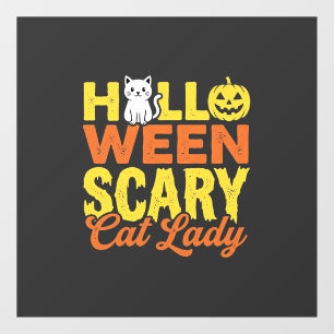Autocollant Pour Fenêtre Dessin Halloween Dame Chat Effrayant_1