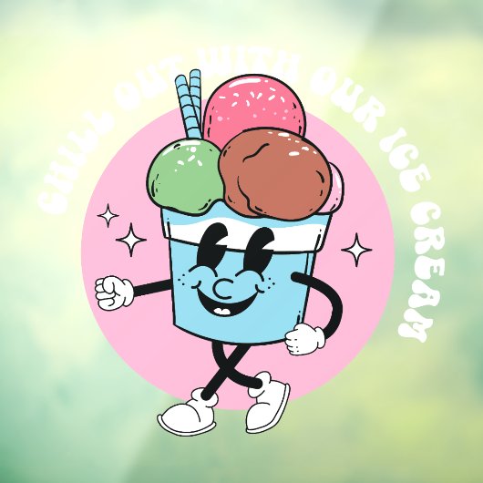 Autocollant Pour Fenêtre Détendez-vous avec notre glace (Feuille 3)