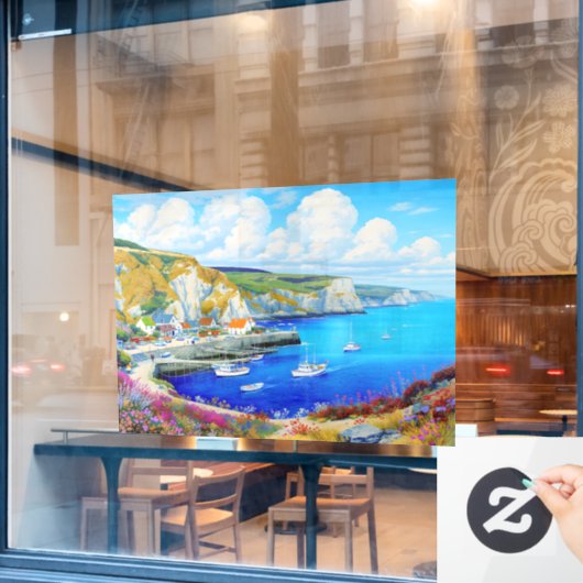 Autocollant Pour Fenêtre "Devon Harbour Dreamscape" - Un paysage marin angl (Fenêtre de café)