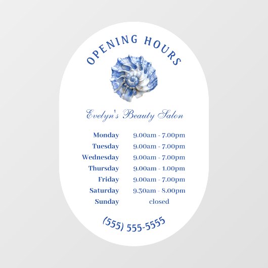 Autocollant pour fenêtre d'horaires d'ouverture Lo (Feuille)