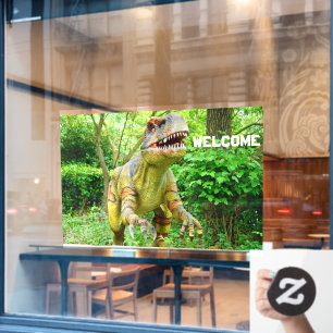 Autocollant Pour Fenêtre Dinosaur Accueillant Visiteurs Expression joyeuse