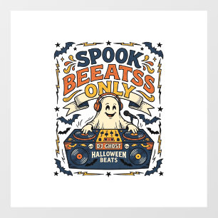 Autocollant Pour Fenêtre DJ Ghost Spooky Beats Gravure Vintage Halloween