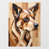 Autocollant Pour Fenêtre Dog Face intarsia wood art print Window Cling (Feuille)