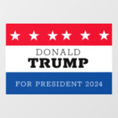 Autocollant Pour Fenêtre Donald Trump pour le président 2024 (Feuille)